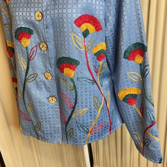 ALEX KIN- EMBROIDERED FLORAL BLAZER OR COAT SIZE LARGE RETRO STYLE - VINTAGE - Picture 11 of 14